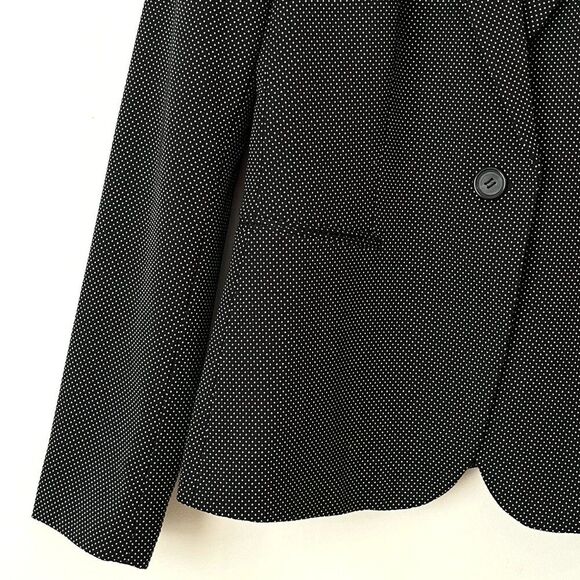 Zara Swiss Dot Classic Blazer Jacket Black Size 6 Preppy Formal Office Wear - Picture 4 of 9